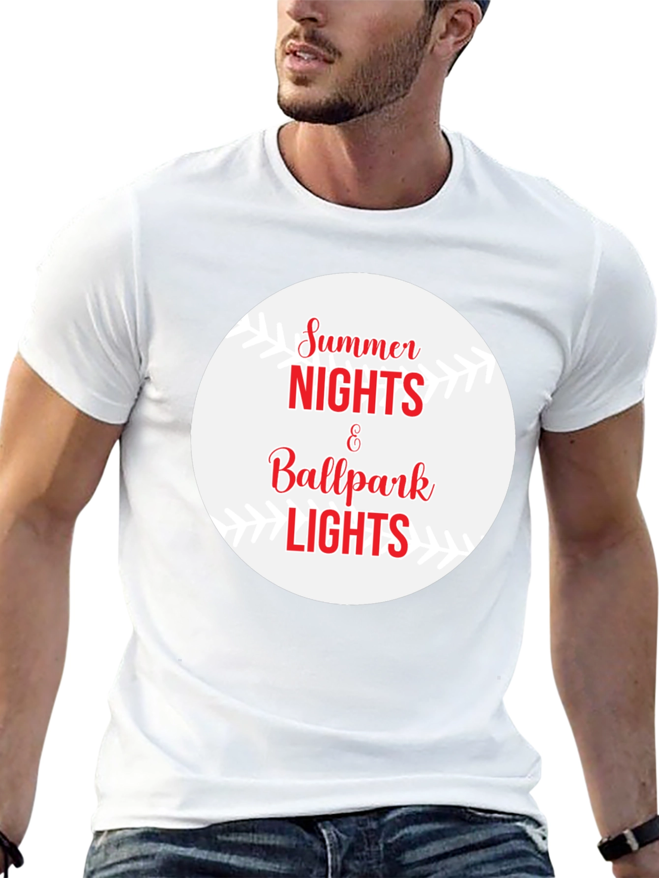 Summer Nights Ballpark Lights Graphic Tee