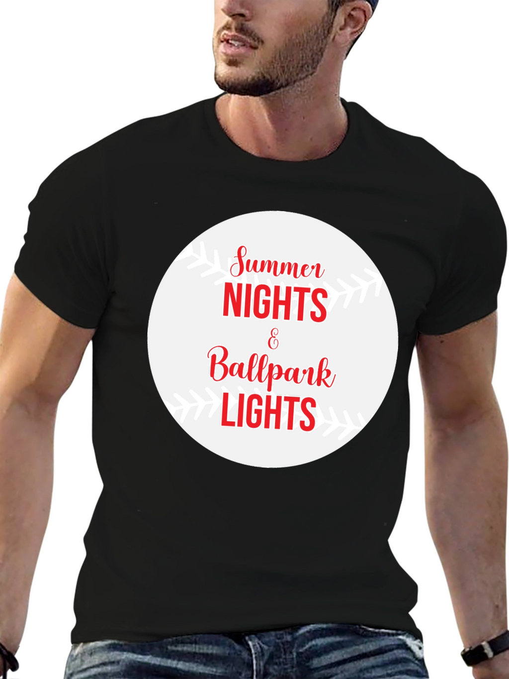 Summer Nights Ballpark Lights Graphic Tee