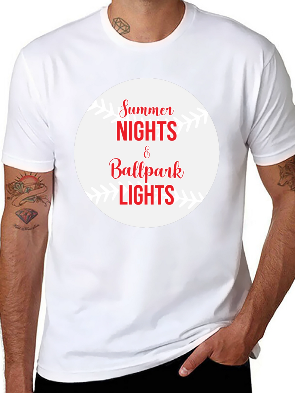 Summer Nights Ballpark Lights Graphic Tee