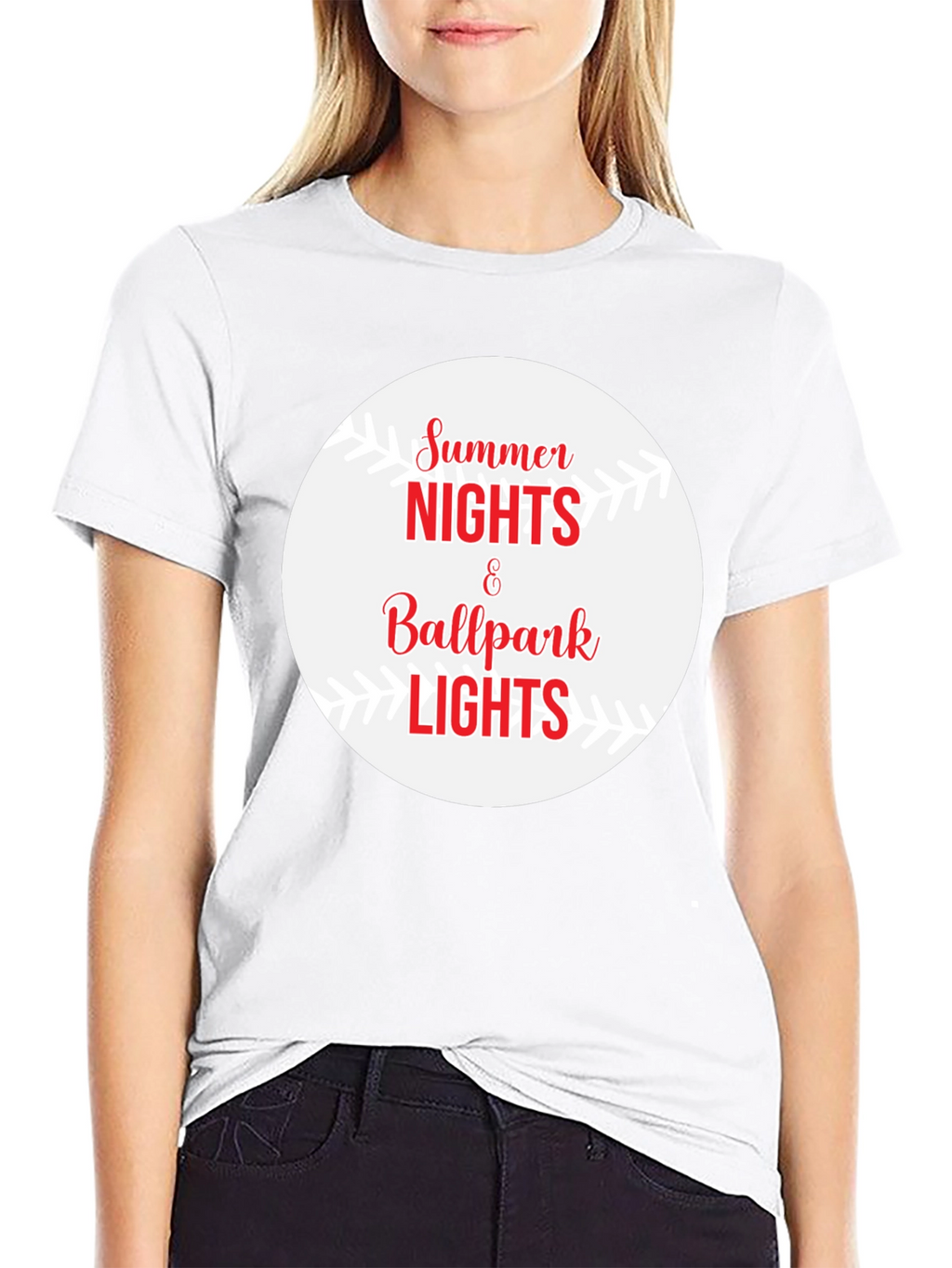 Summer Nights Ballpark Lights Graphic Tee