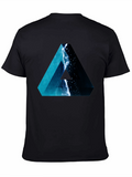 Ocean Wave Triangle Graphic Black T-Shirt