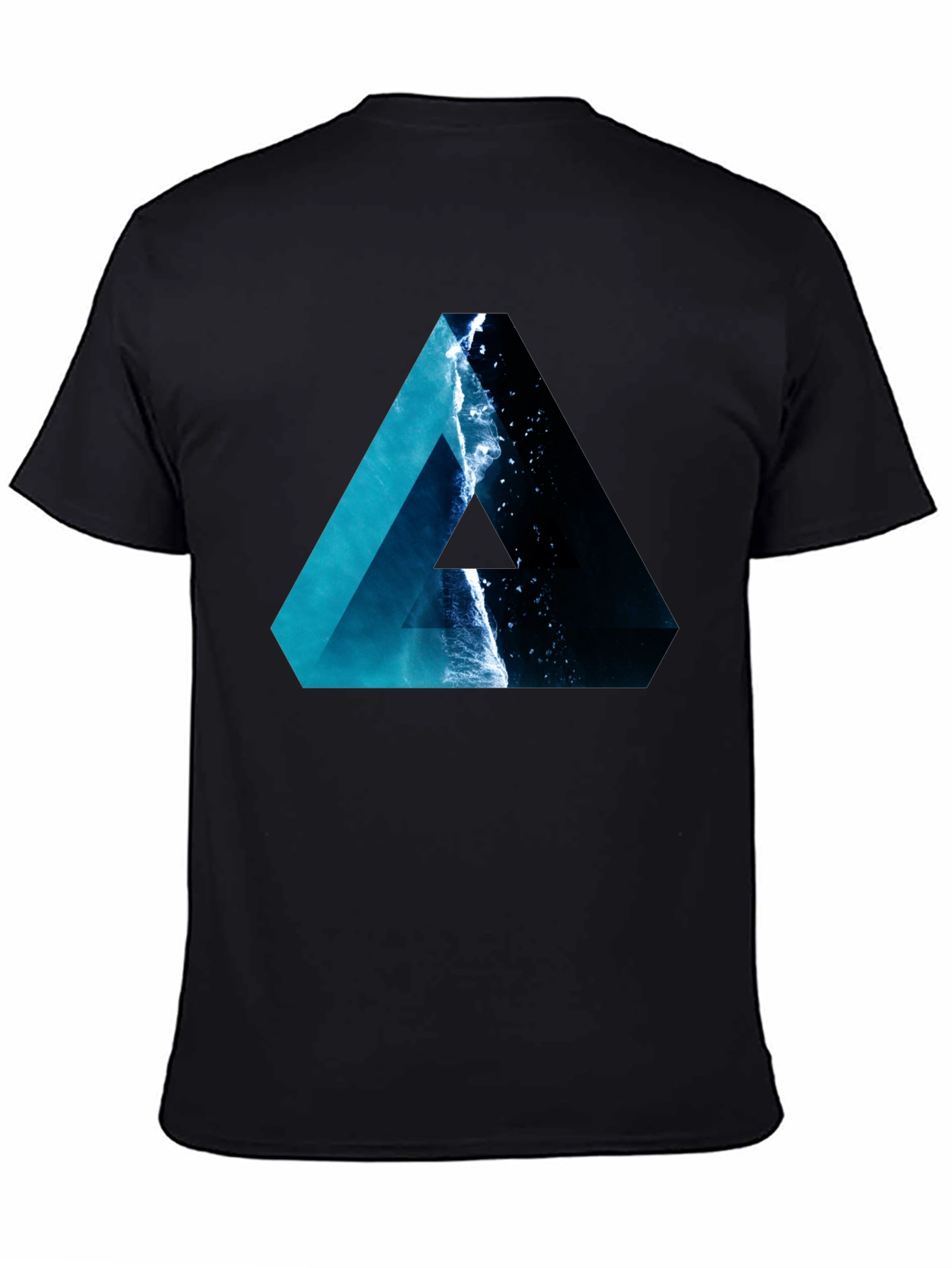 Ocean Wave Triangle Graphic Black T-Shirt