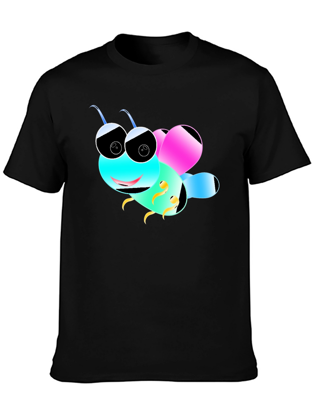 Cartoon Bee Black T-Shirt