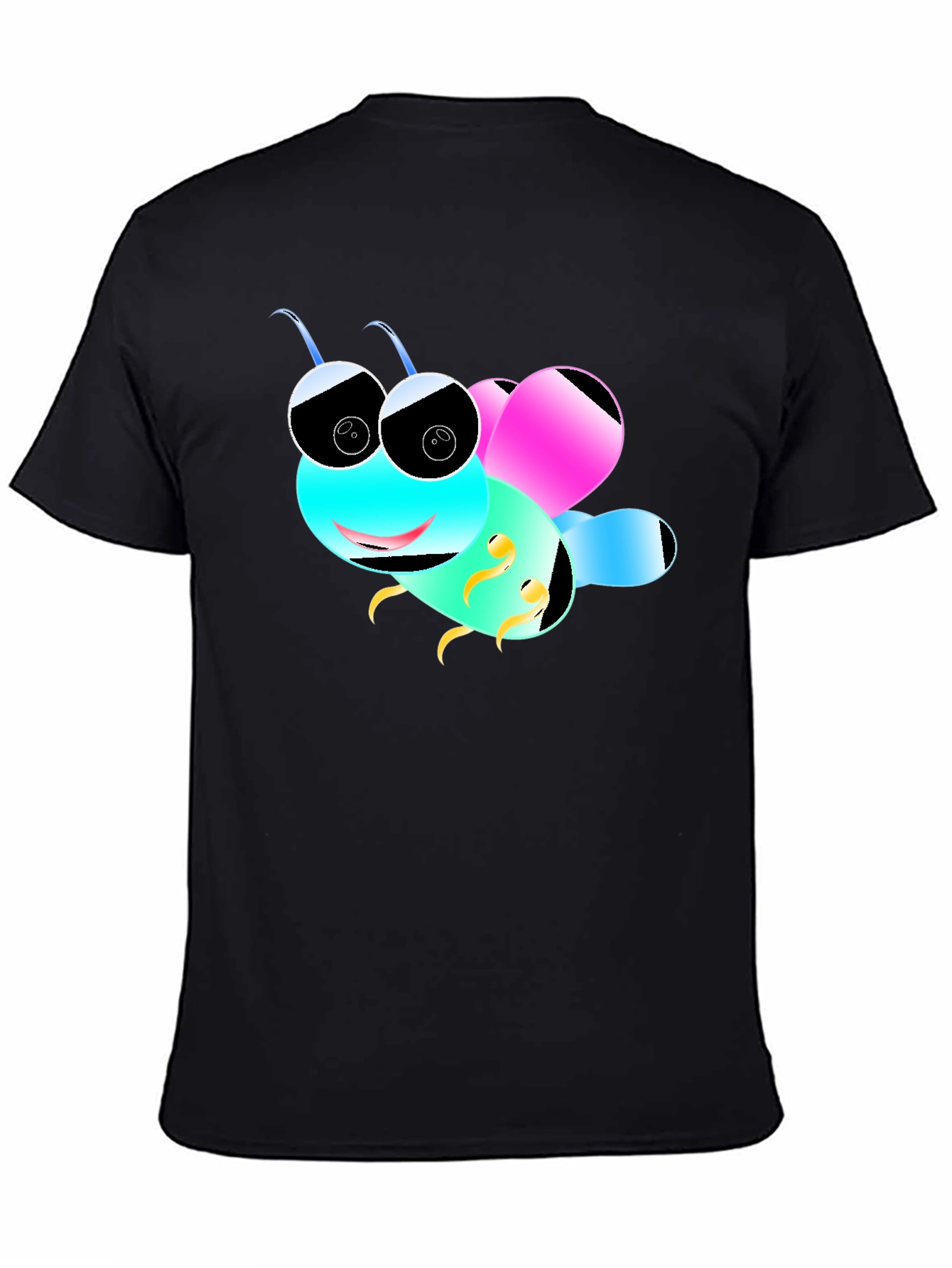 Cartoon Bee Black T-Shirt