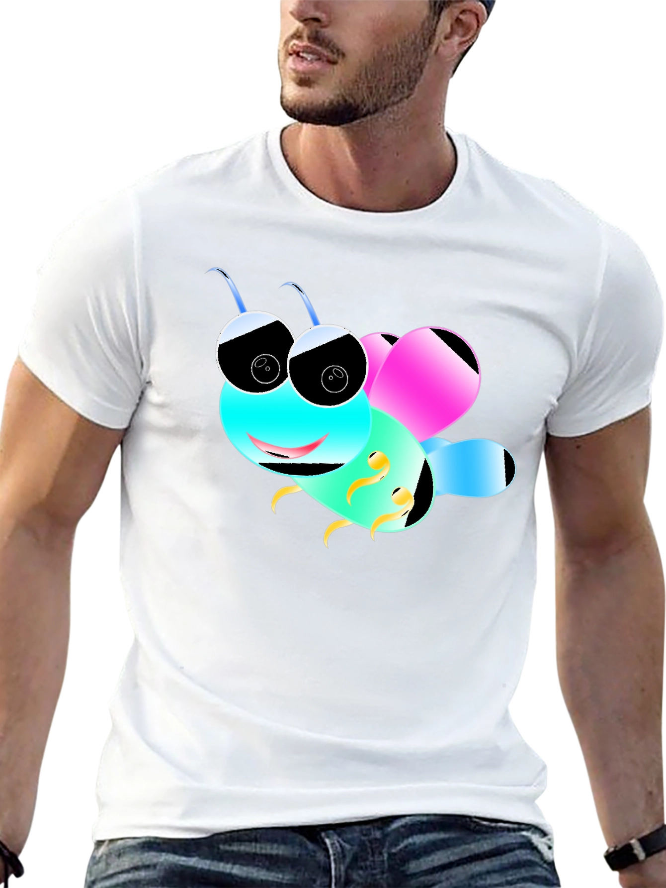 Cartoon Bee Black T-Shirt