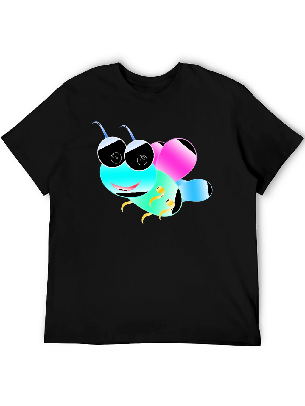 Cartoon Bee Black T-Shirt