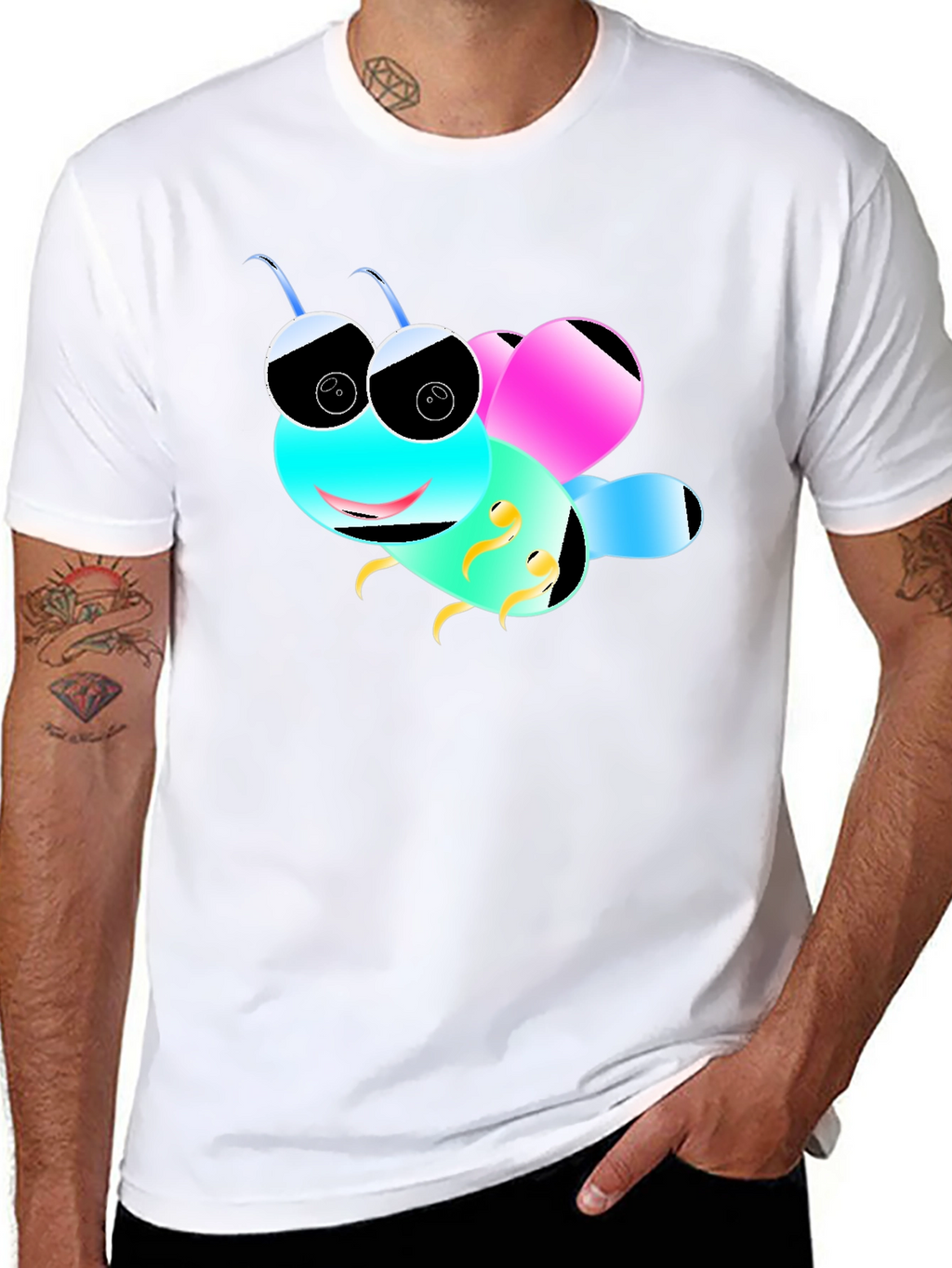 Cartoon Bee Black T-Shirt