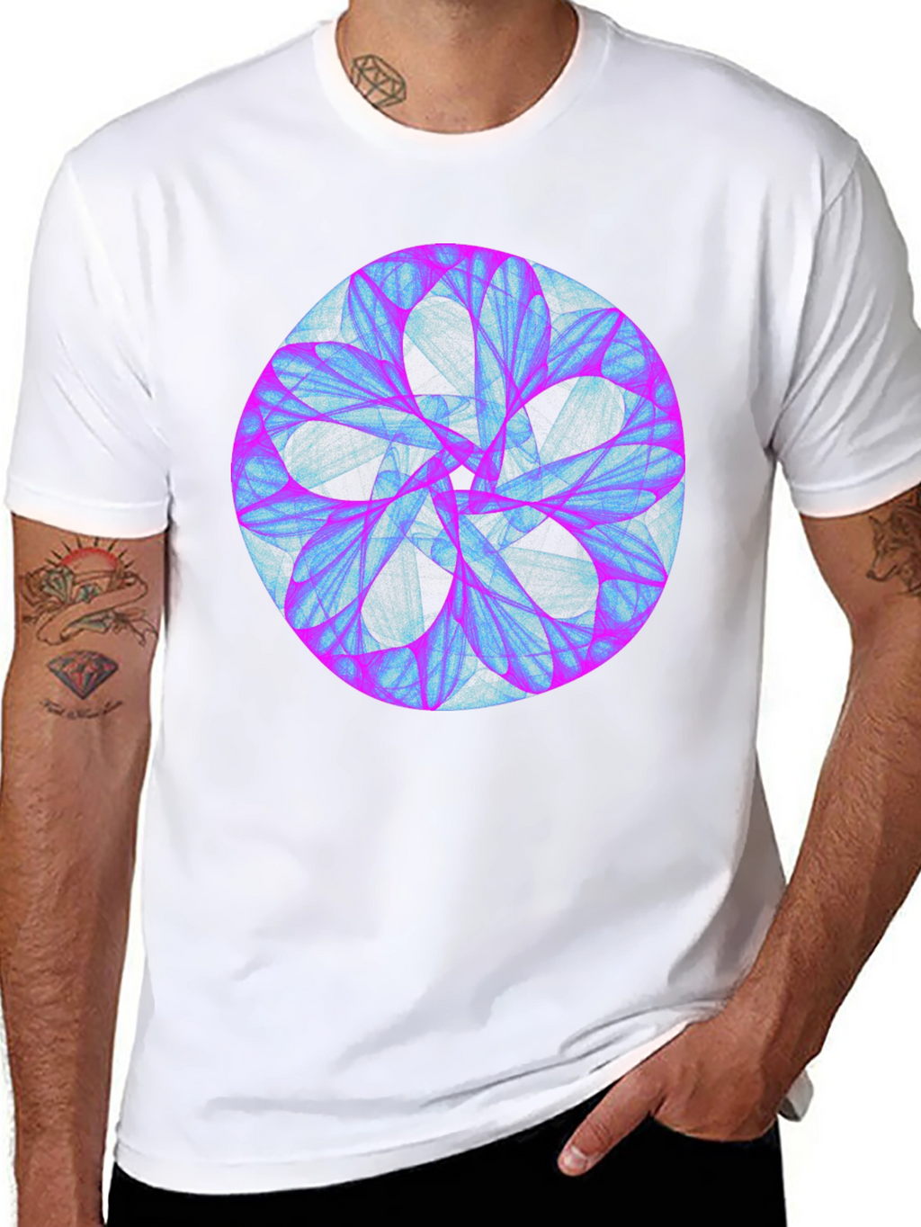 Abstract Mandala Graphic Print Black Tee