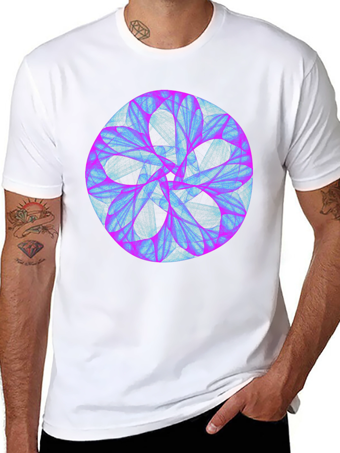 Abstract Mandala Graphic Print Black Tee