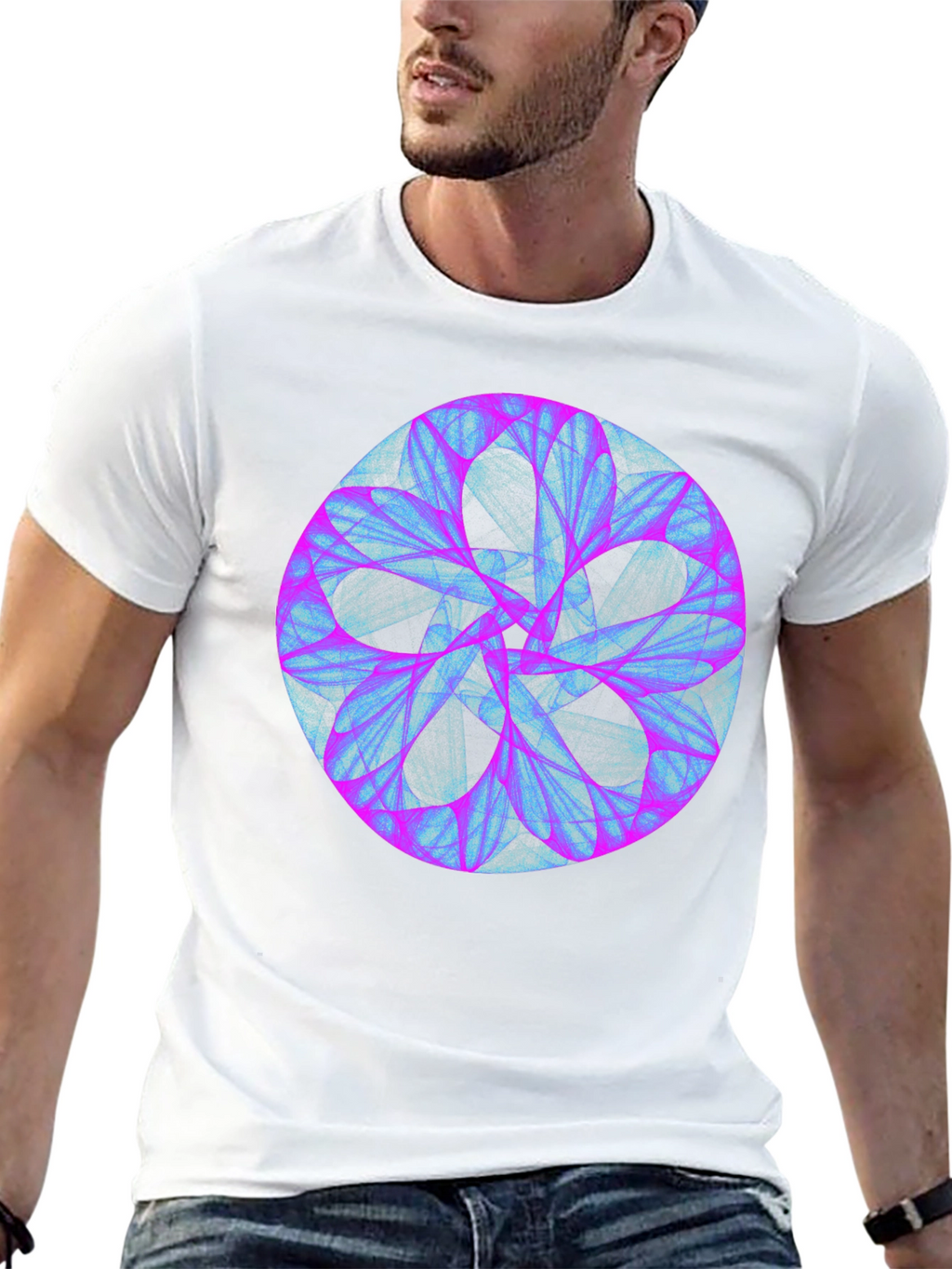 Abstract Mandala Graphic Print Black Tee