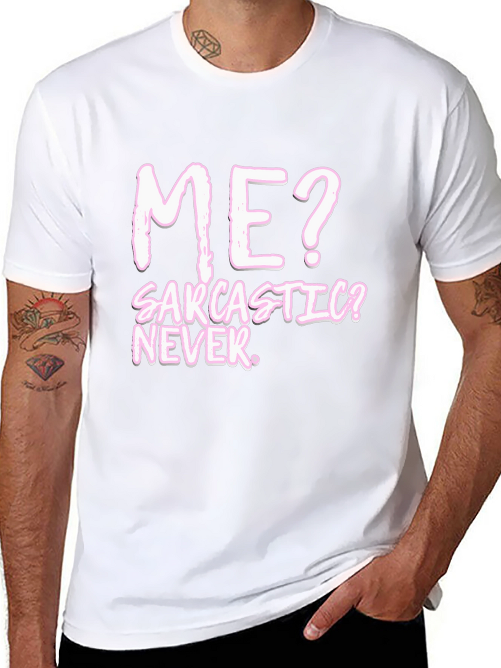 Sarcastic? Never. Black Graphic Tee