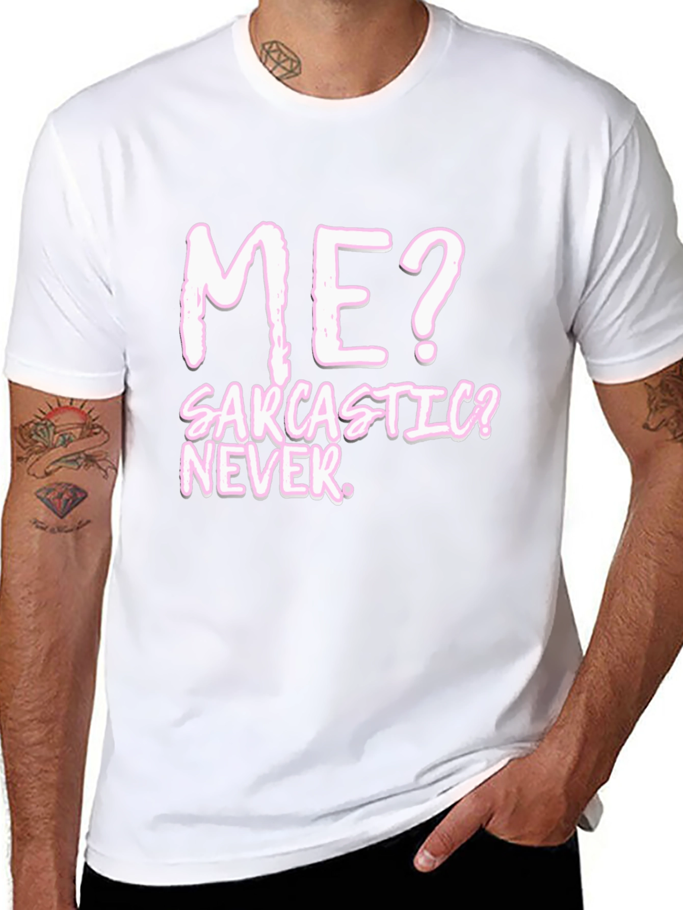 Sarcastic? Never. Black Graphic Tee