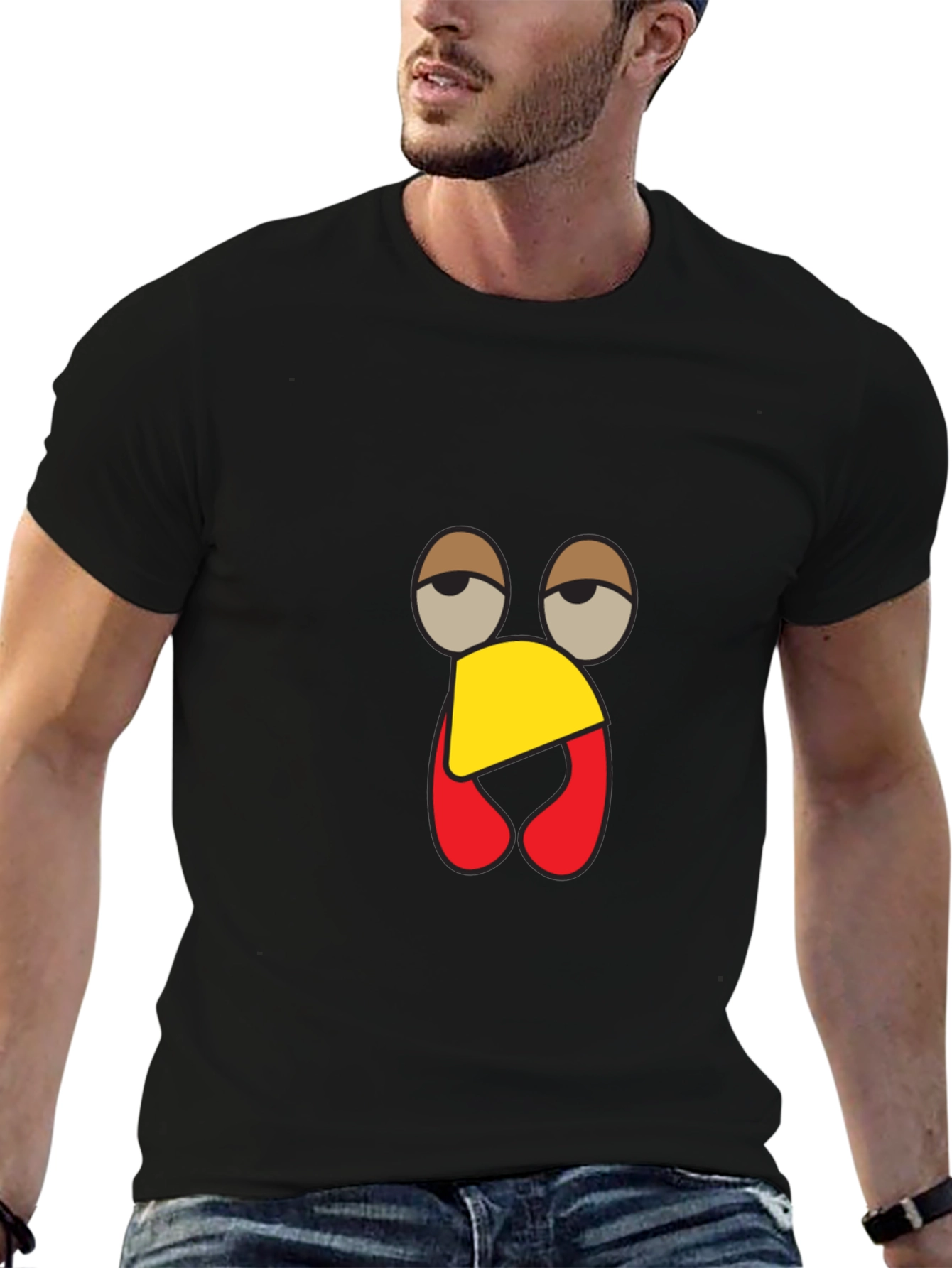 Funny Turkey Face Black T-Shirt