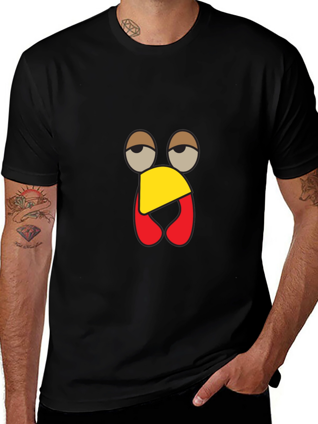 Funny Turkey Face Black T-Shirt