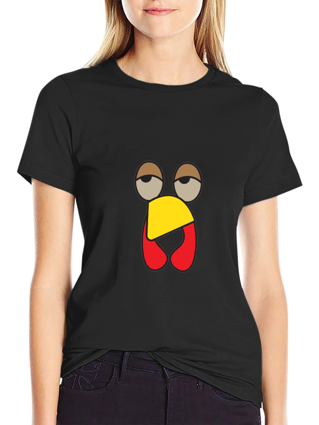 Funny Turkey Face Black T-Shirt