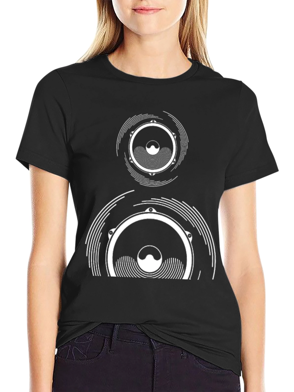 Speaker Graphic Tee - Black Cotton T-Shirt