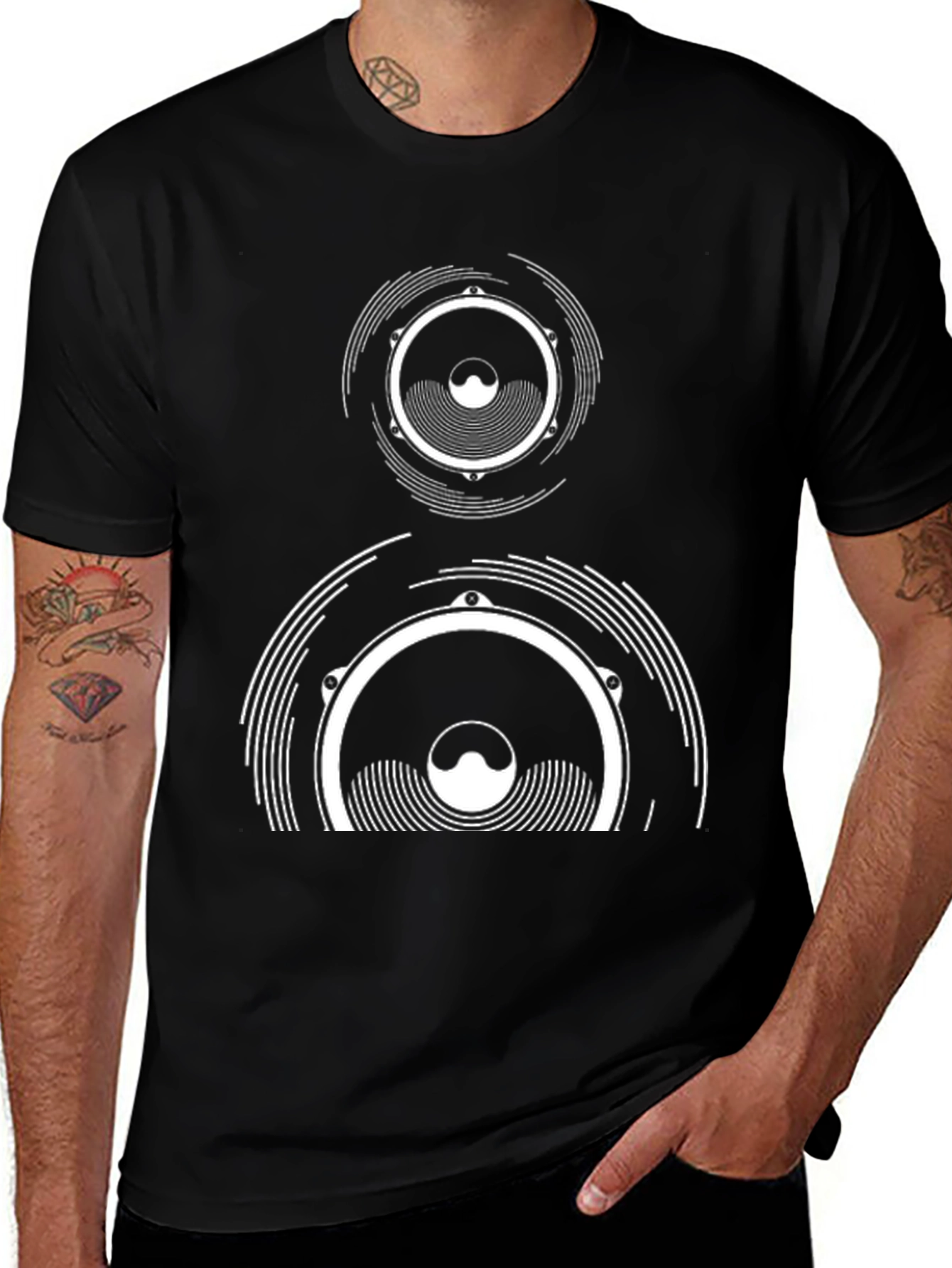 Speaker Graphic Tee - Black Cotton T-Shirt