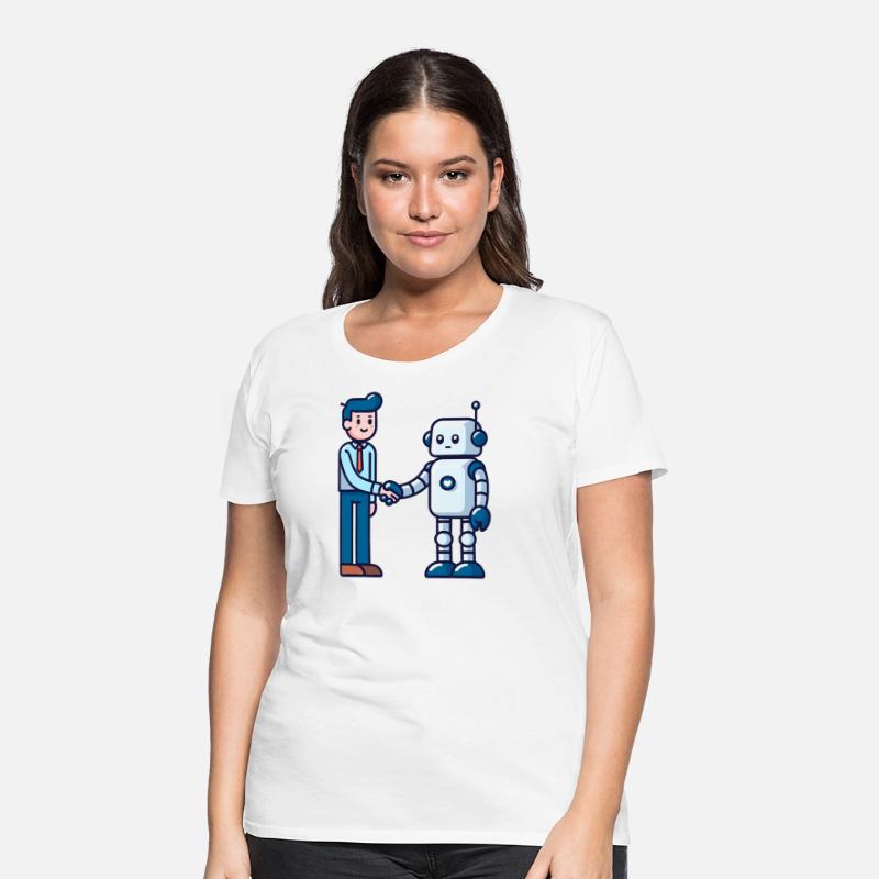 AI Ethics Robot Shaking Hands with Employee