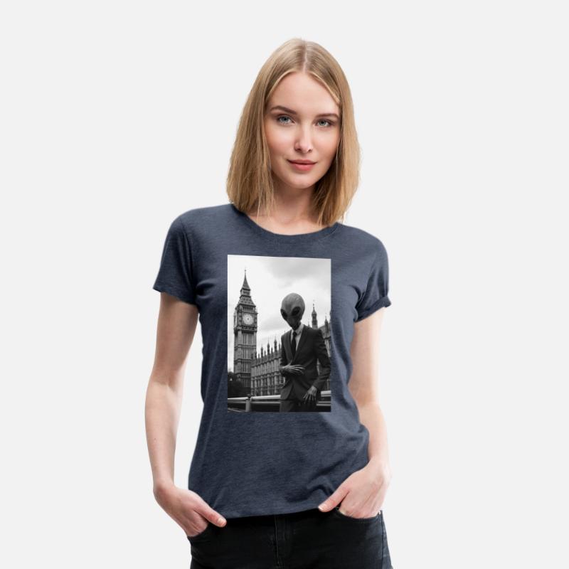 Alien in Suit at London's Parliament - B&W Photo