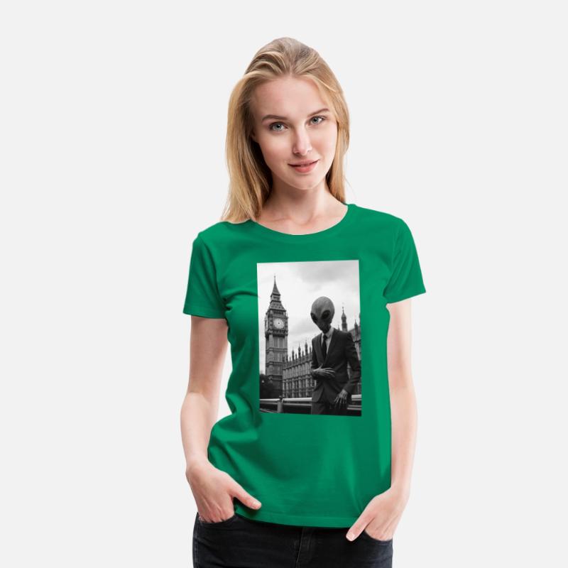 Alien in Suit at London's Parliament - B&W Photo