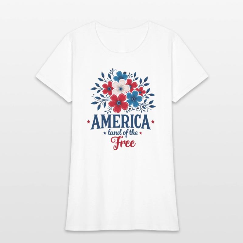 America Land of the Free – Red White & Blue Floral