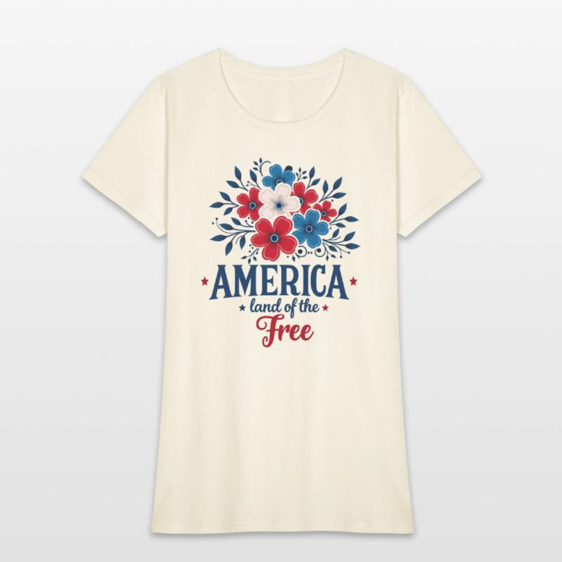 America Land of the Free – Red White & Blue Floral
