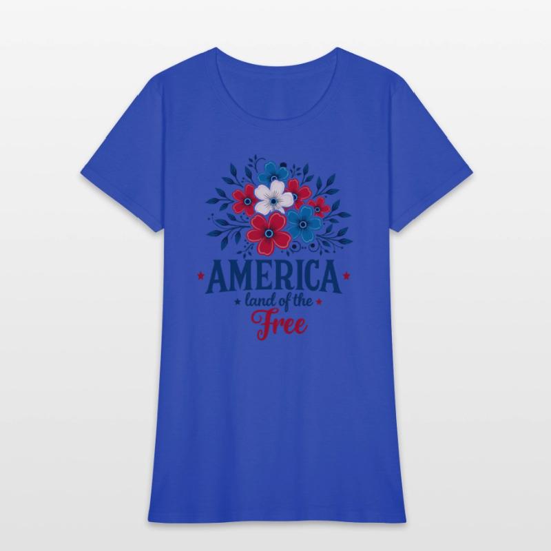 America Land of the Free – Red White & Blue Floral