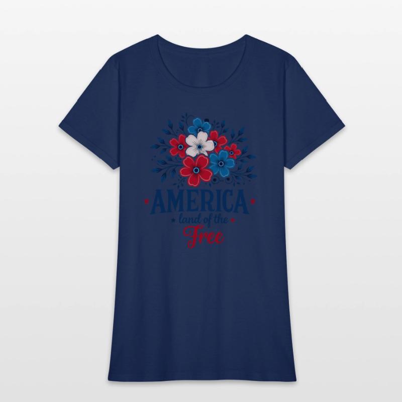 America Land of the Free – Red White & Blue Floral