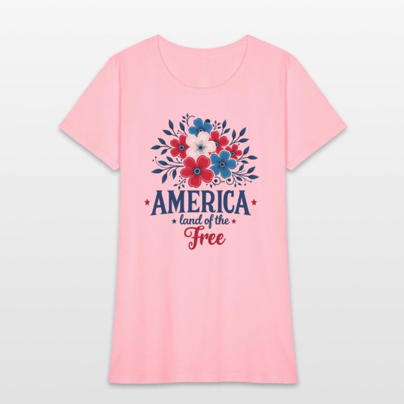 America Land of the Free – Red White & Blue Floral