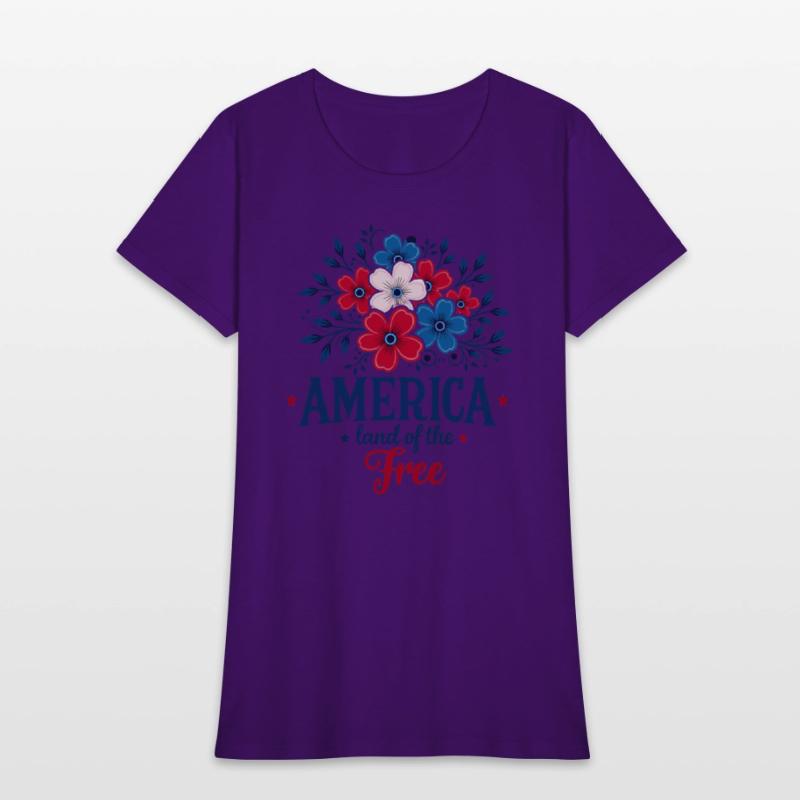 America Land of the Free – Red White & Blue Floral