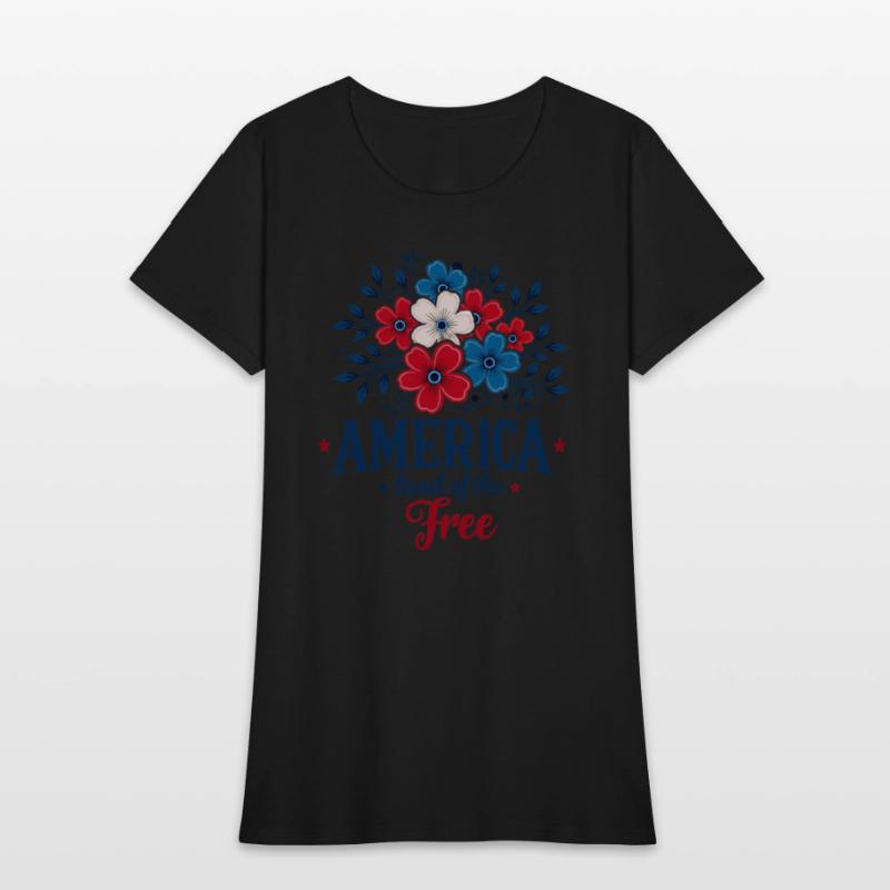 America Land of the Free – Red White & Blue Floral