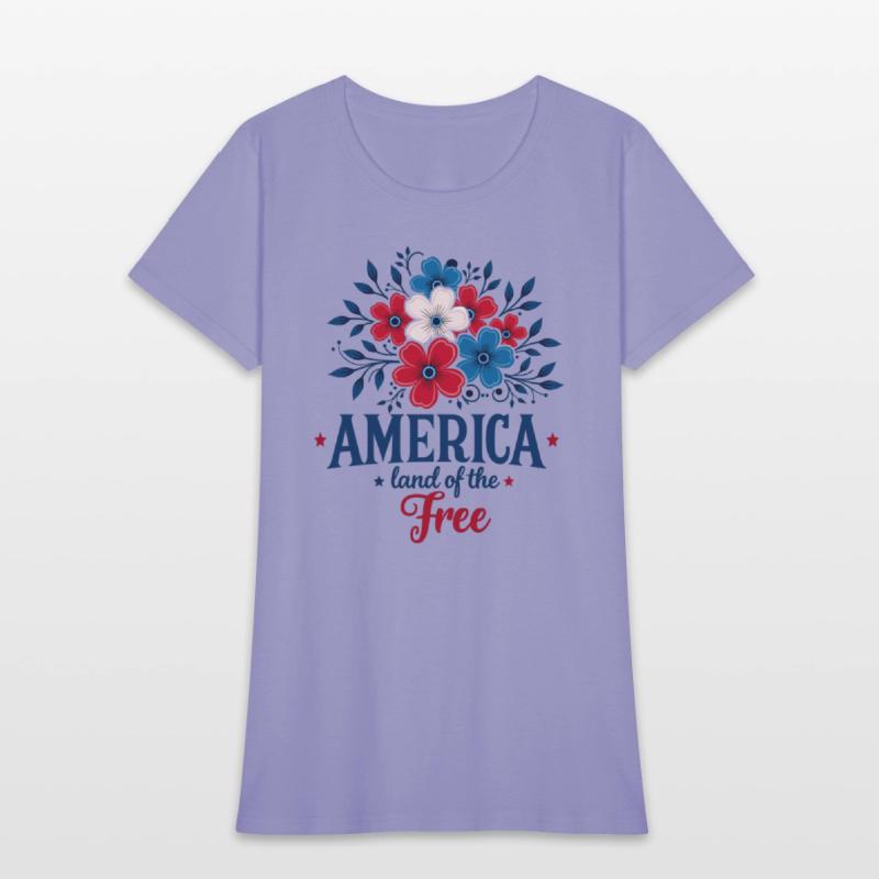 America Land of the Free – Red White & Blue Floral