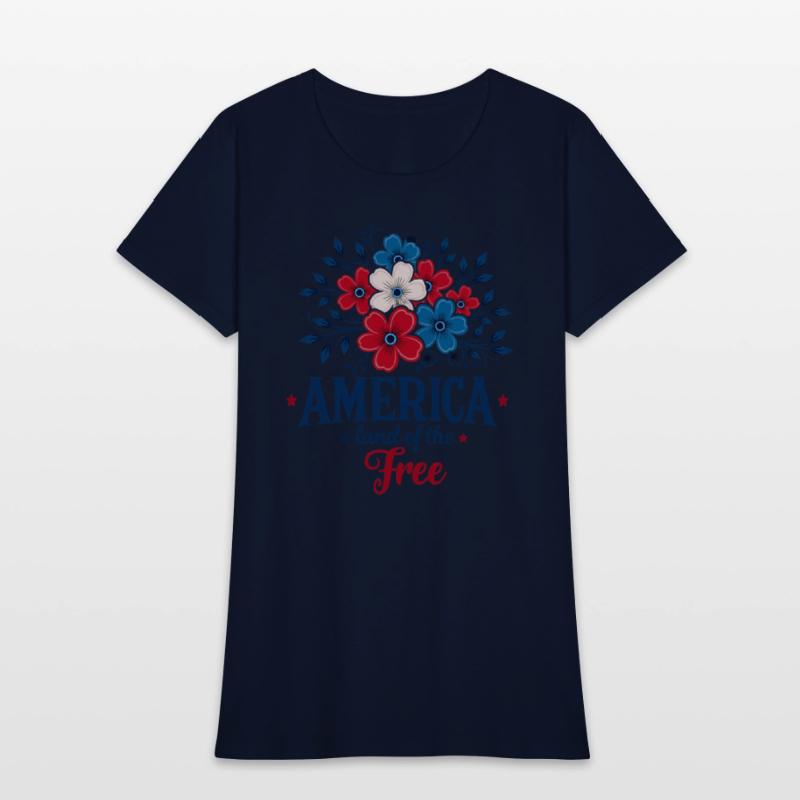 America Land of the Free – Red White & Blue Floral