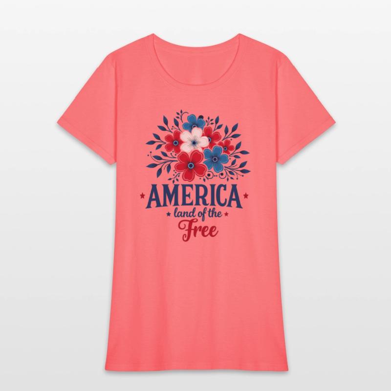 America Land of the Free – Red White & Blue Floral