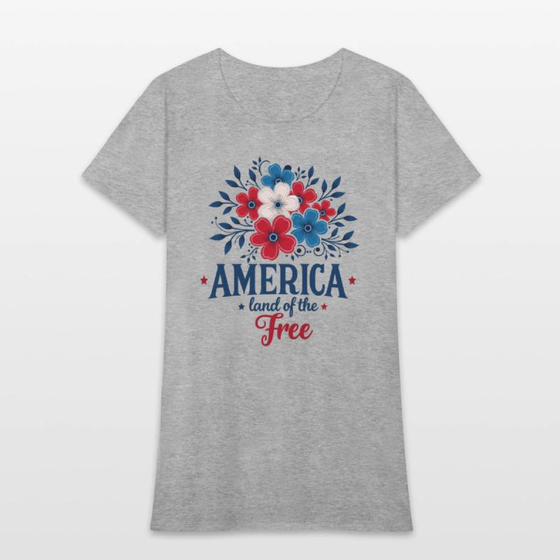 America Land of the Free – Red White & Blue Floral