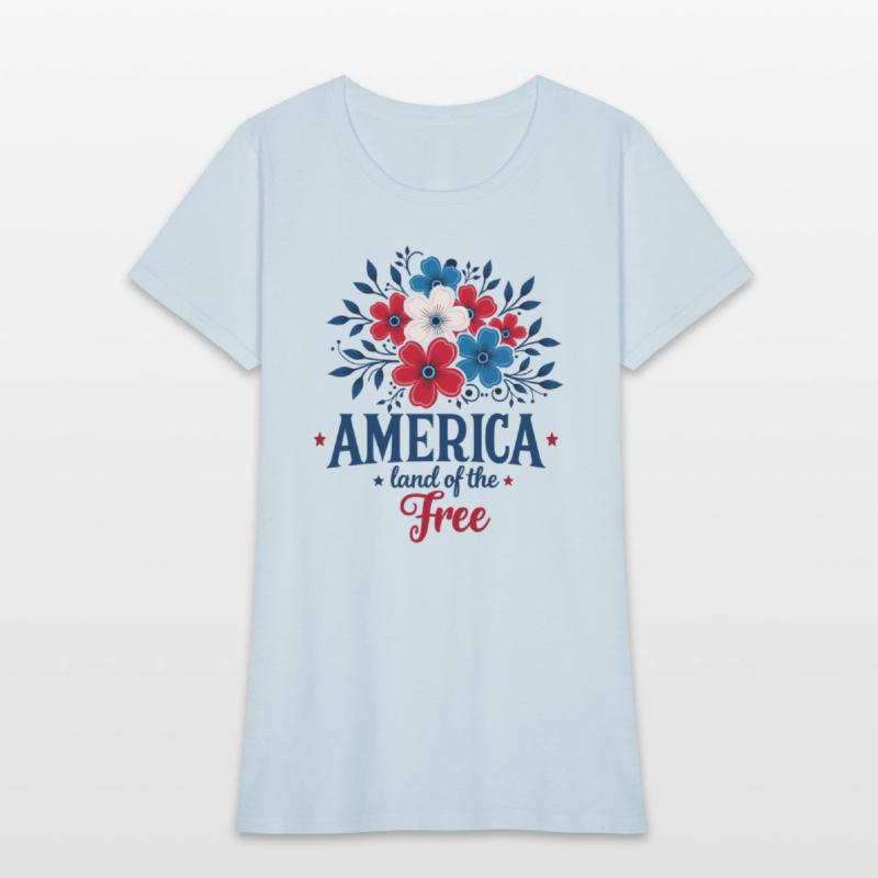 America Land of the Free – Red White & Blue Floral