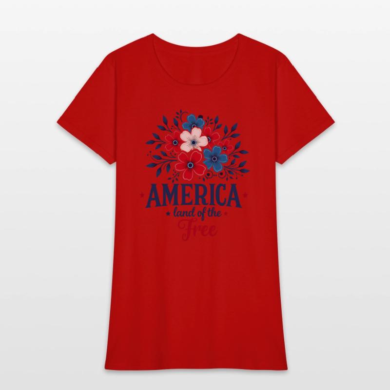 America Land of the Free – Red White & Blue Floral