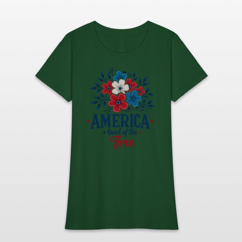 America Land of the Free – Red White & Blue Floral