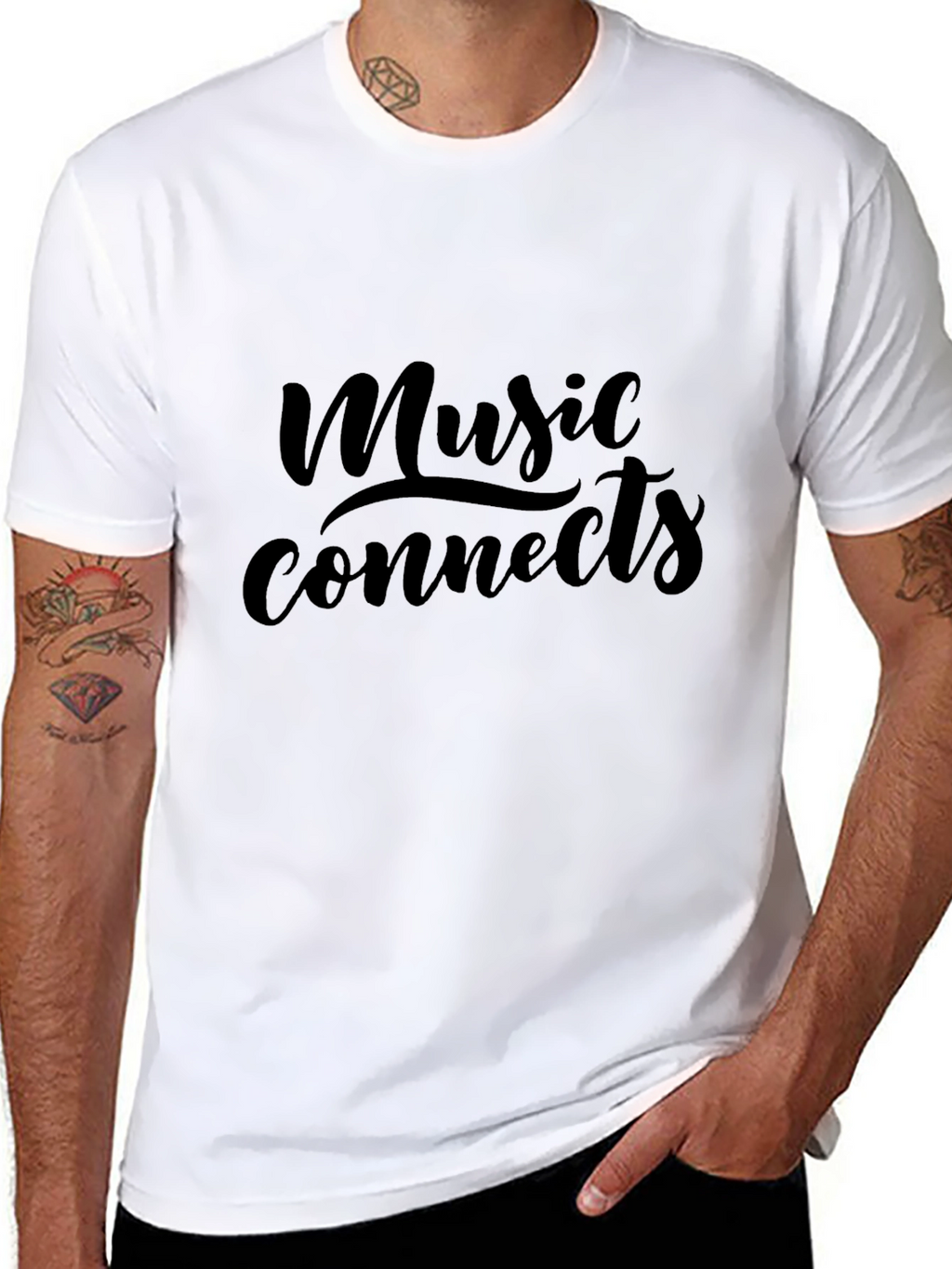 Music Connects Black Graphic Tee - Soft Cotton
