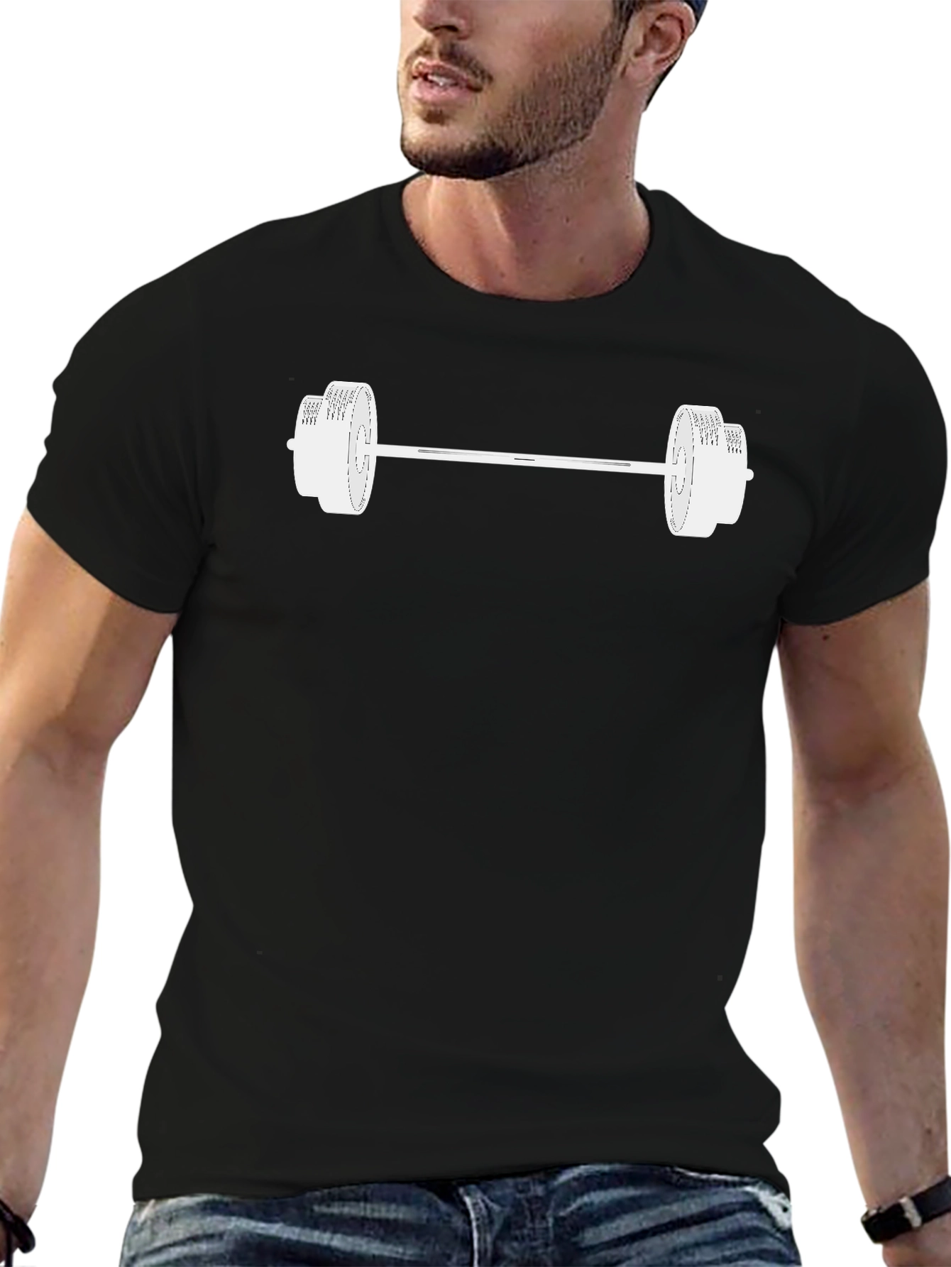 Barbell Graphic Black T-Shirt - Gym Workout Apparel