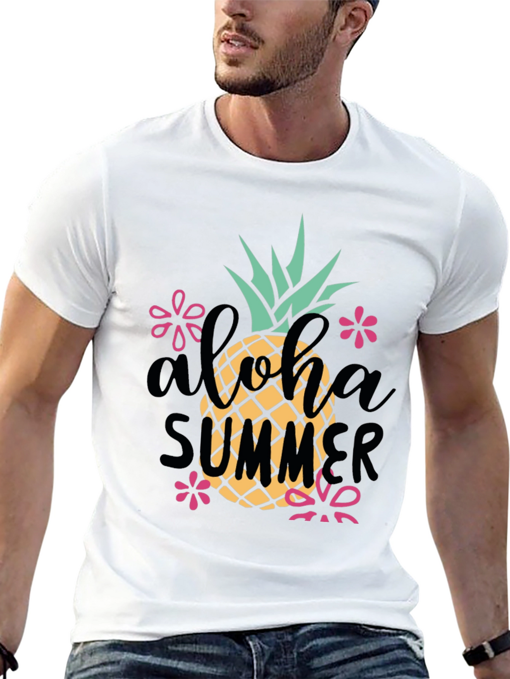 Aloha Summer Pineapple Graphic Tee - Black