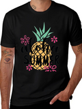 Aloha Summer Pineapple Graphic Tee - Black