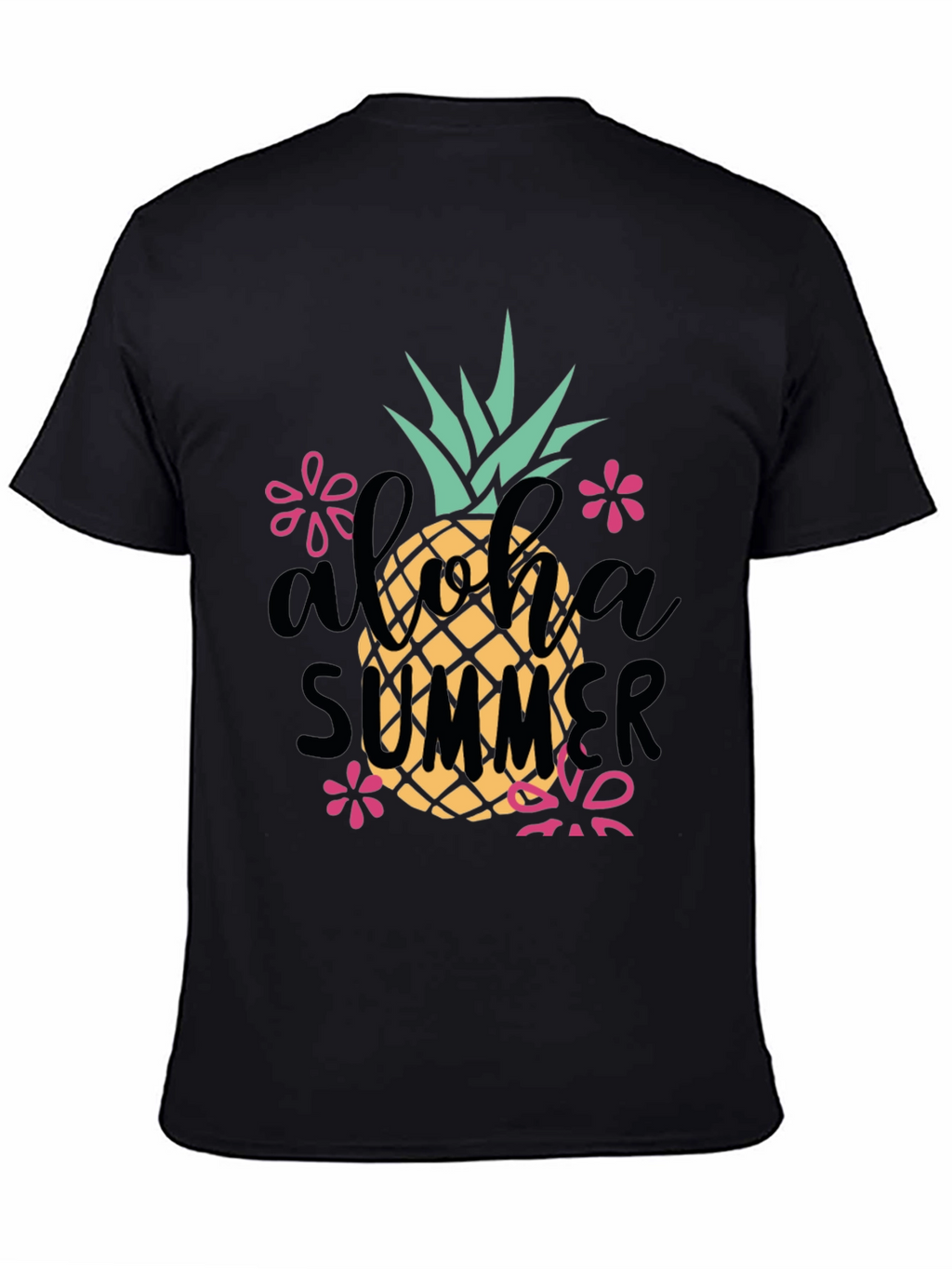 Aloha Summer Pineapple Graphic Tee - Black