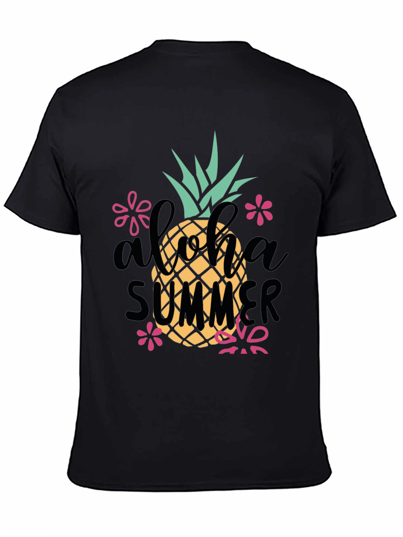 Aloha Summer Pineapple Graphic Tee - Black