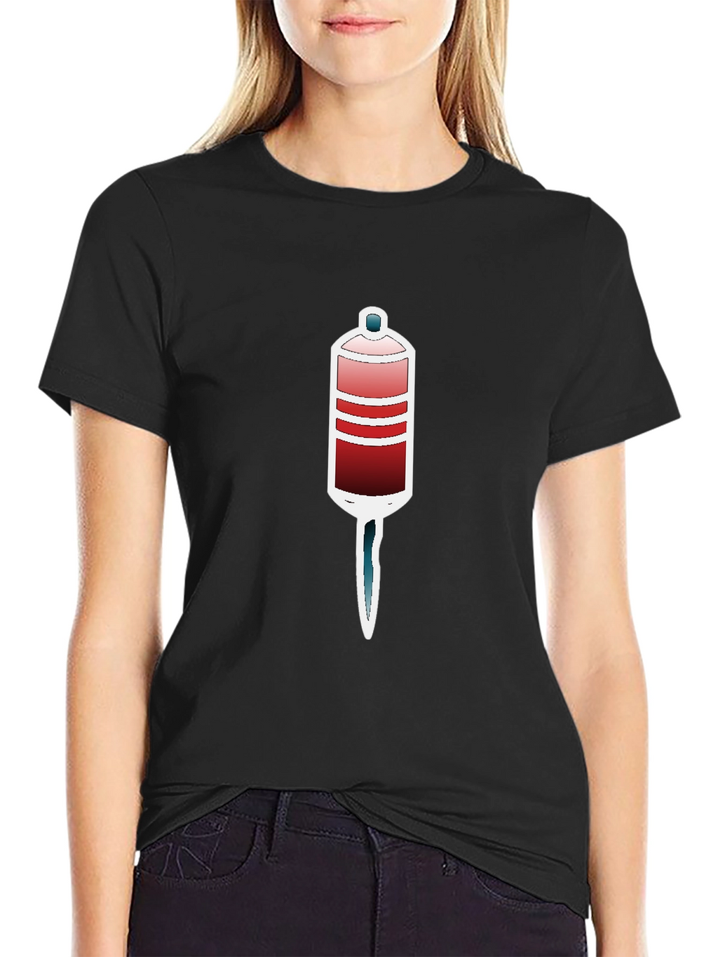 Unique Graphic Tee - Red and Blue Tube Design