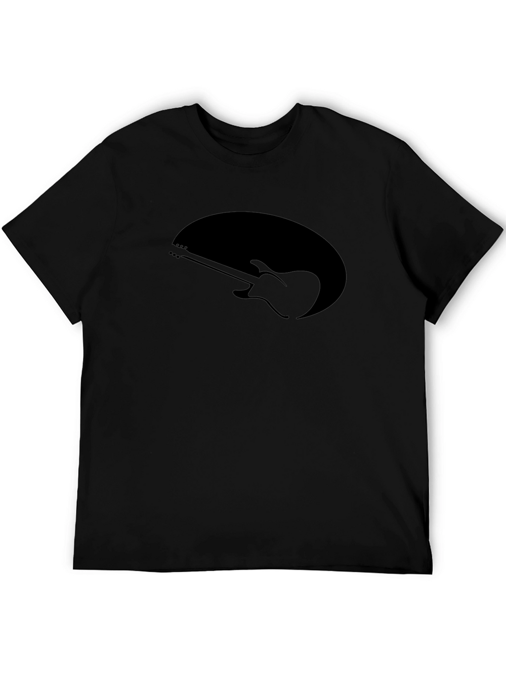 Guitar Silhouette Tee - Black Cotton Graphic T-Shirt