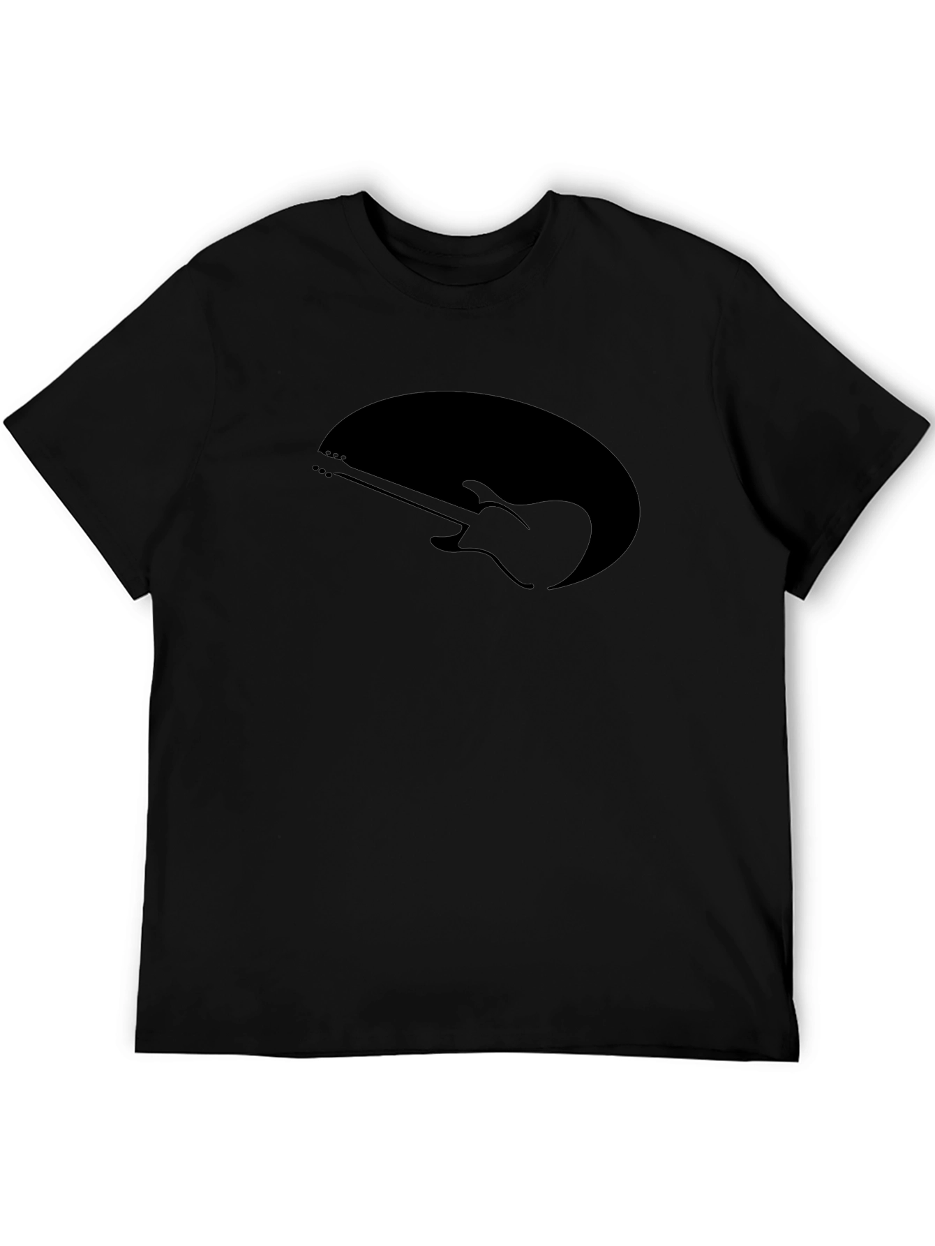 Guitar Silhouette Tee - Black Cotton Graphic T-Shirt