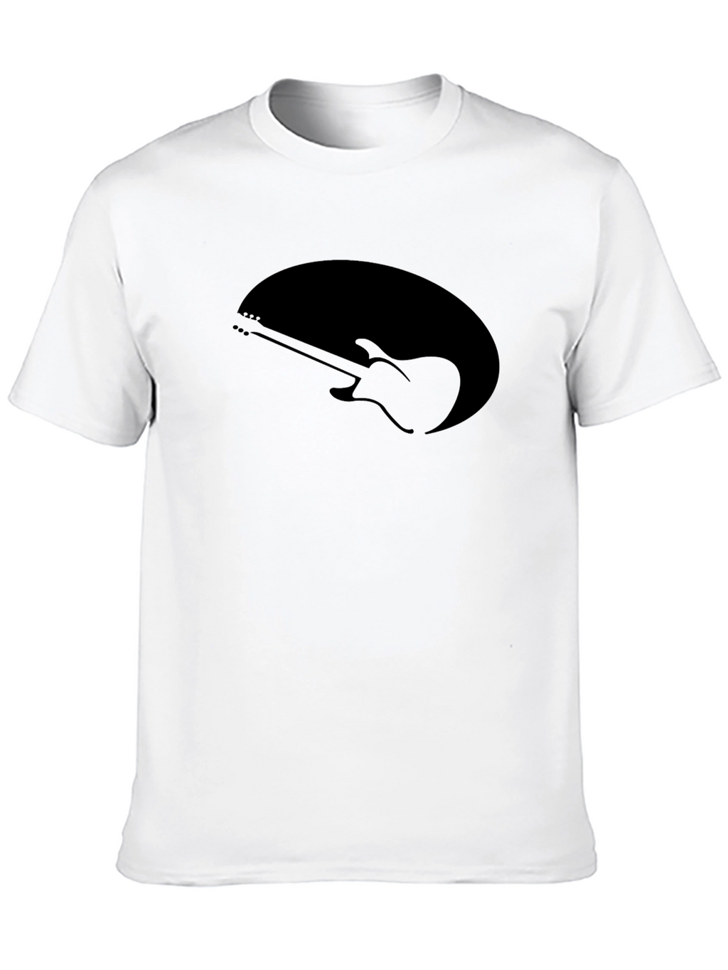 Guitar Silhouette Tee - Black Cotton Graphic T-Shirt