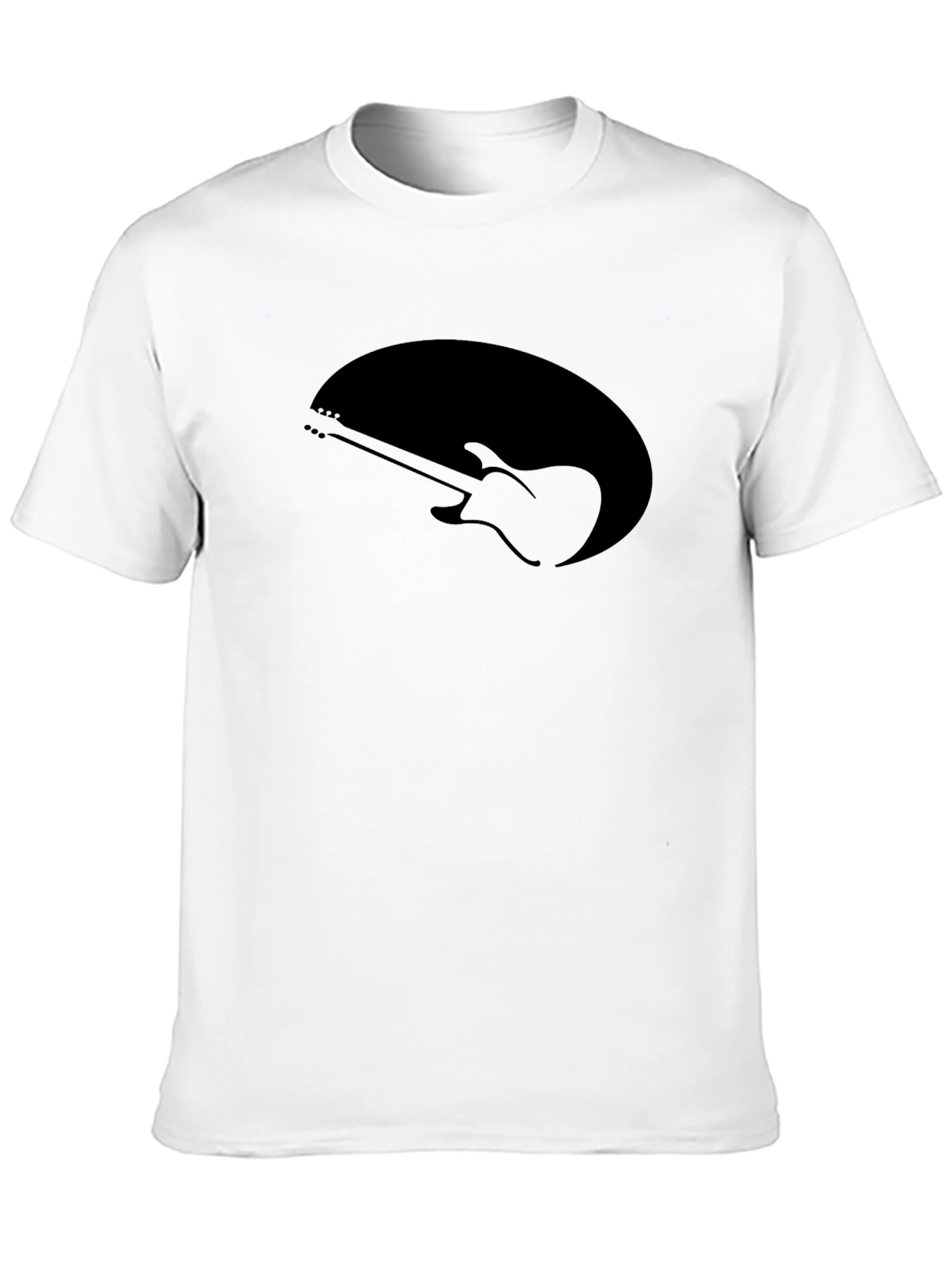 Guitar Silhouette Tee - Black Cotton Graphic T-Shirt