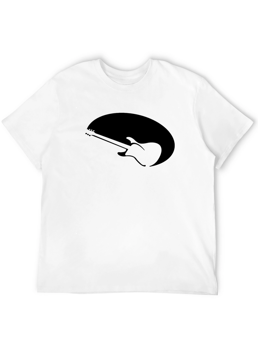 Guitar Silhouette Tee - Black Cotton Graphic T-Shirt